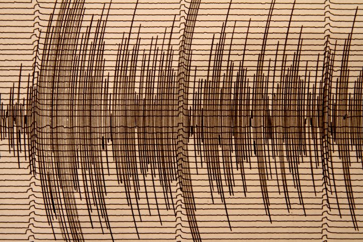 Seismograph recording earthquake