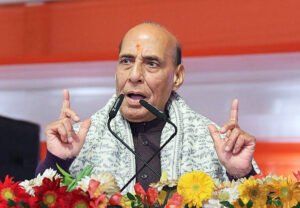 Defence Minister Rajnath Singh speaks during the Pran Pratishtha Dwadashi ceremony at Shri Ram Janmabhoomi Temple