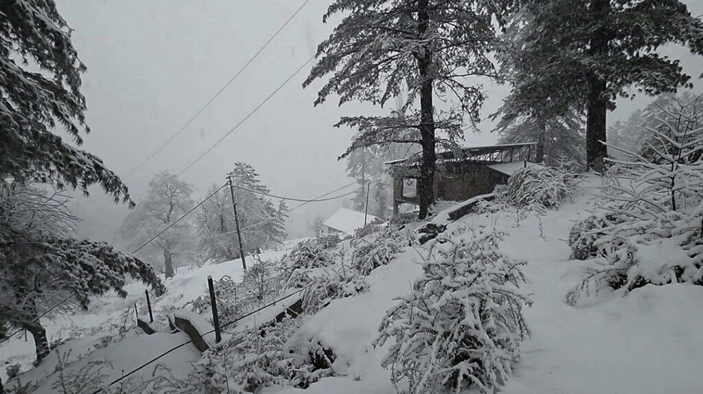A thick blanket of snow covers Jammu