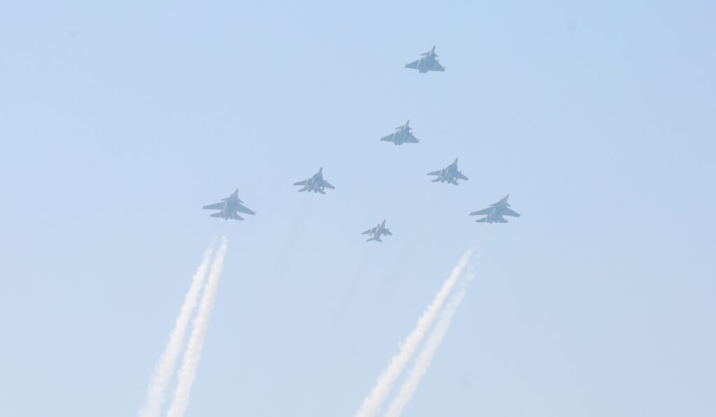 New Delhi: Aircraft Fly Past during Republic Day Rehearsal