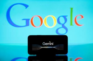 In this photo illustration, the Gemini logo is seen