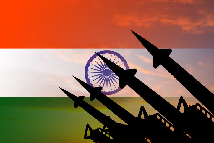 Missiles with Indian flag in the background