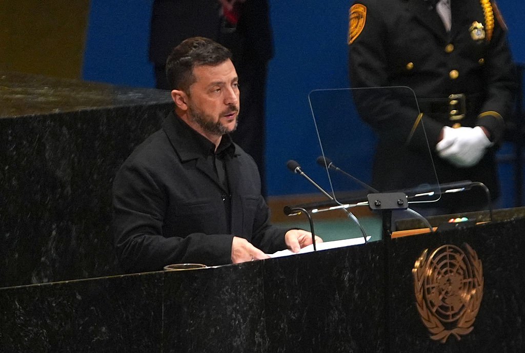 President of Ukraine, Volodymyr Zelenskyy speaks at the 80th UN General Assembly