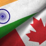 Canada and India flag together realtions textile cloth fabric texture
