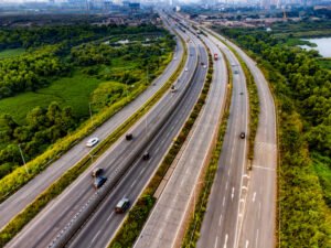 Modern Multi-lane Highway in Panvel, Navi Mumbai, India.