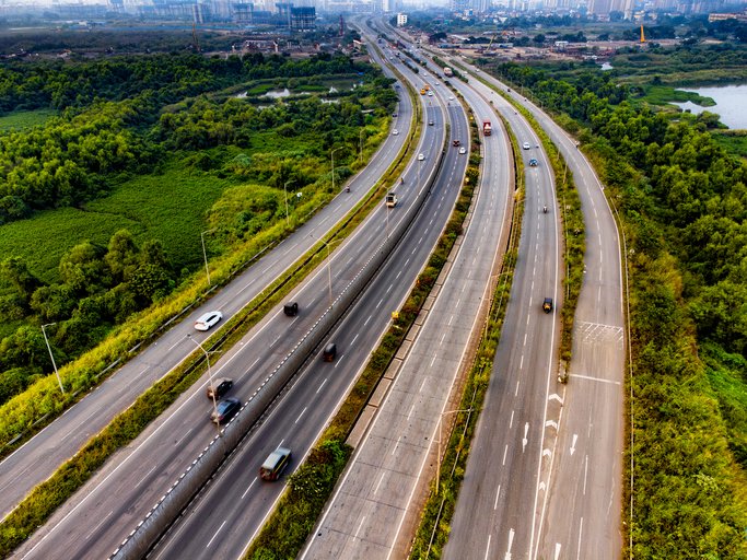 Modern Multi-lane Highway in Panvel, Navi Mumbai, India.