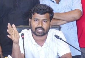 Student leader Ravindra Paswan speaks to media