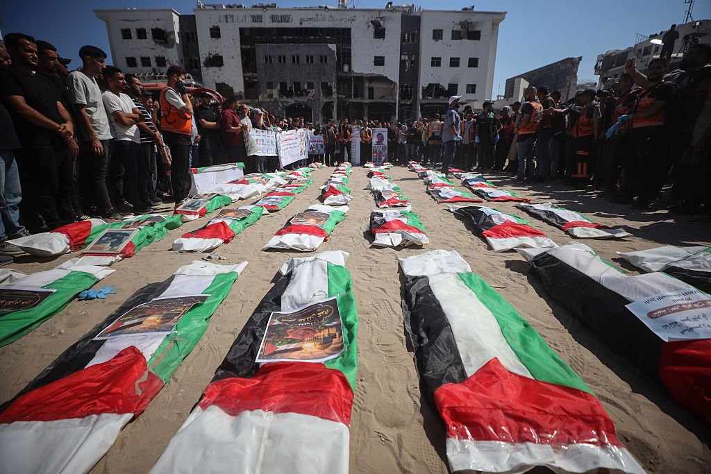 Funeral Of 50 Members Of The Hassayna And Abu Sharia Families In Gaza